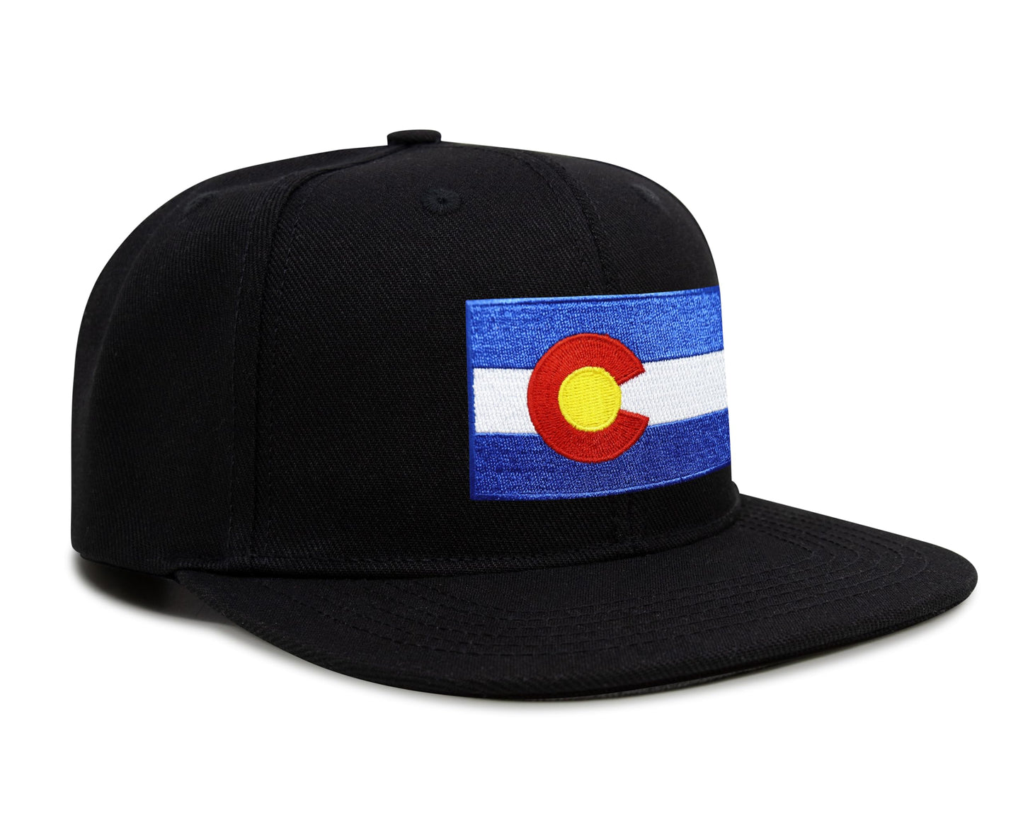 International Tie Colorado Flag Hat for Men and Women - Snapback Trucker Baseball Cap (Black Flatbill)