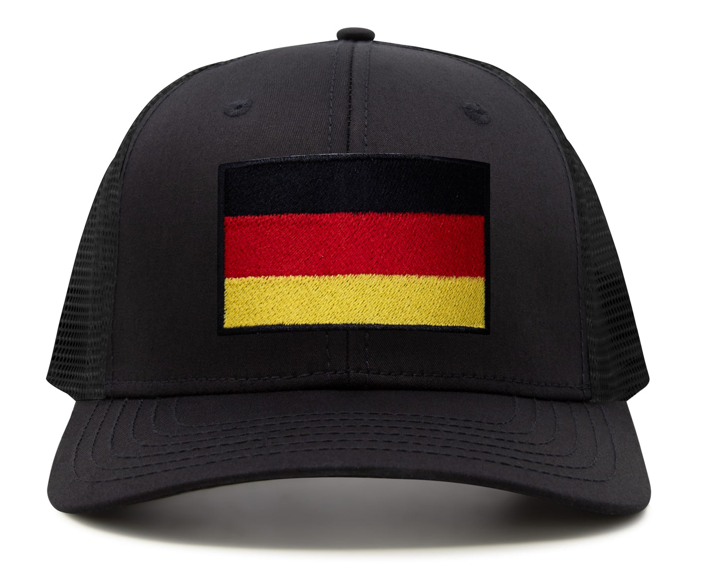International Tie Germany Flag Hat for Men and Women - Adjustable Snapback Trucker Baseball Cap (All Black)