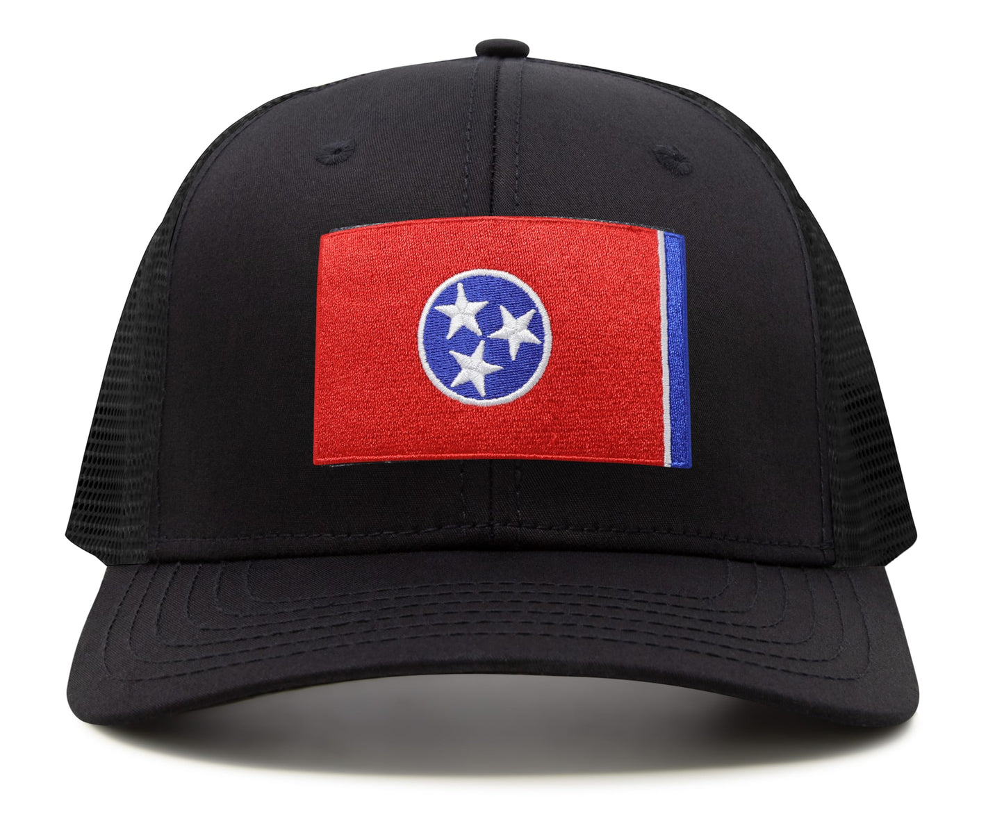 International Tie Premium Tennessee Flag Patch Hat for Men and Women - Snapback Trucker Baseball Cap (All Black)
