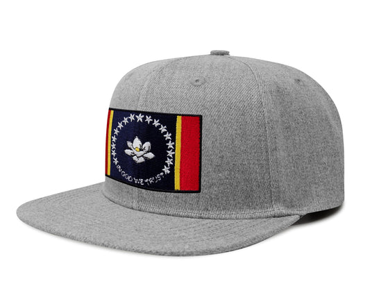 Mississippi Flag Hat for Men and Women – Snapback Trucker Baseball Cap by International Tie (Grey Flatbill) - International Tie