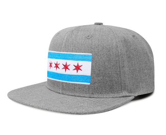 Chicago Flag Hat for Men and Women – Snapback Trucker Baseball Cap by International Tie (Grey Flatbill)