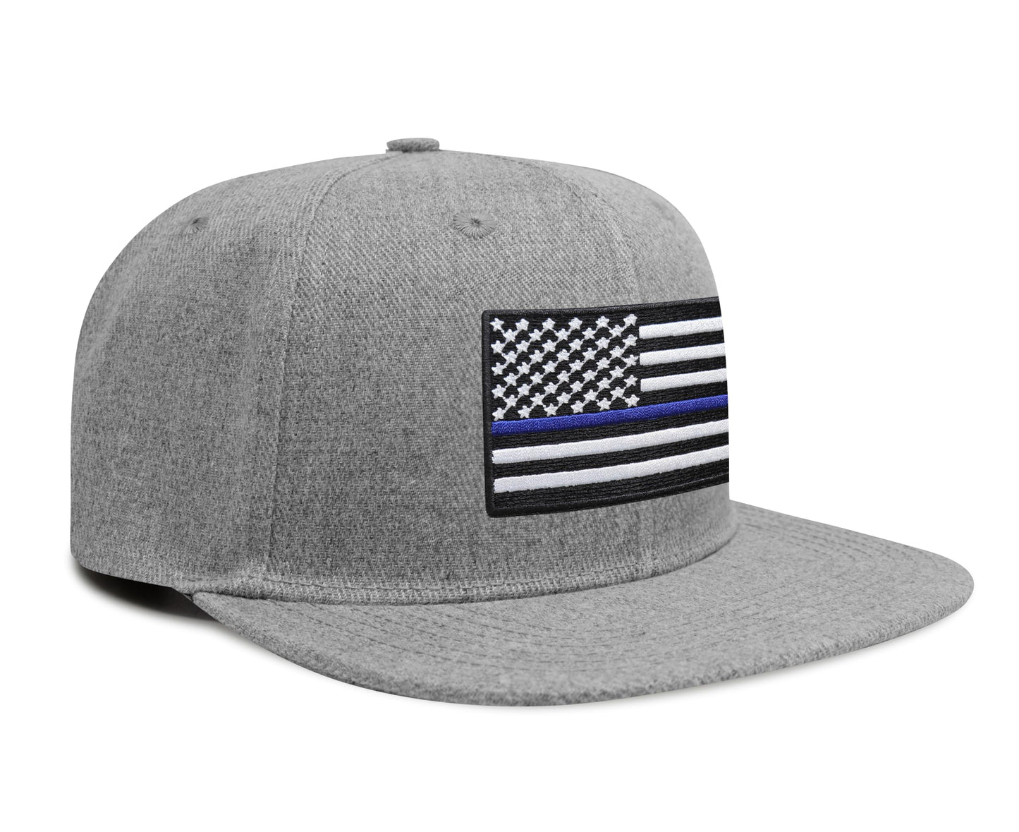 International Tie Thin Blue Line Hat for Men and Women - Snapback Trucker Baseball Cap (Grey Flatbill)