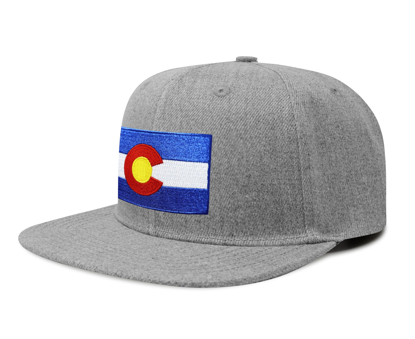 International Tie Colorado Flag Hat for Men and Women - Snapback Trucker Baseball Cap (Grey Flatbill)