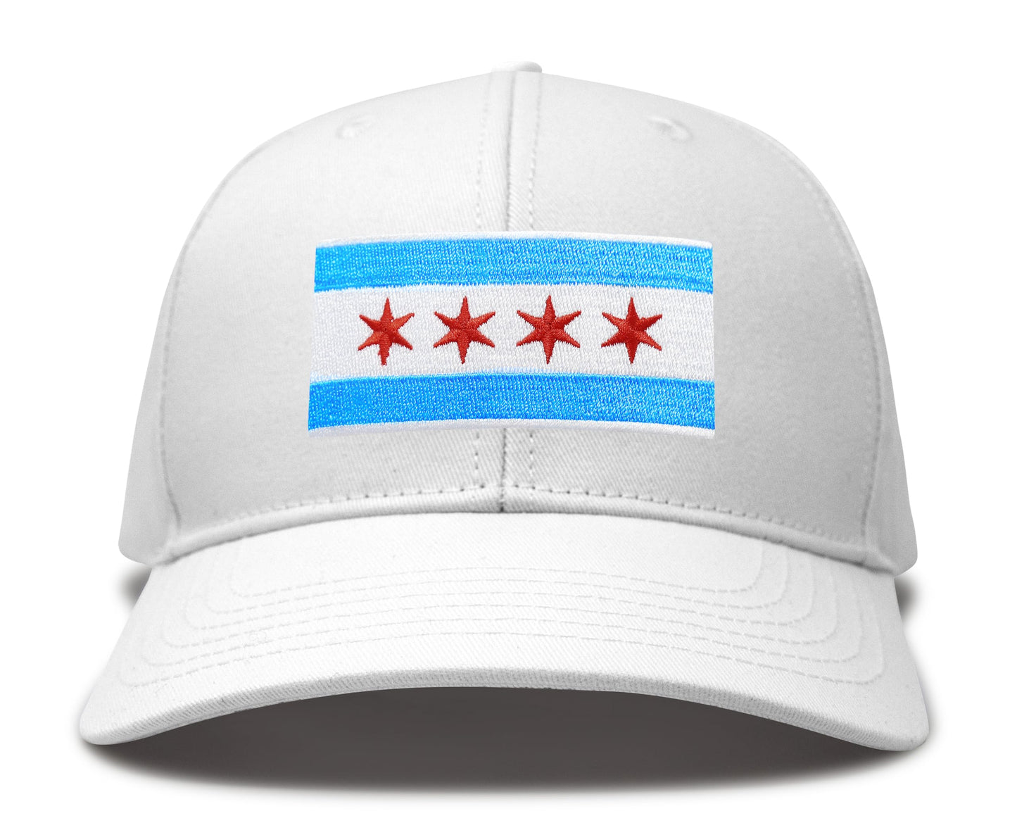 International Tie Chicago Flag Hat for Men and Women - Snapback Trucker Baseball Cap (All White)