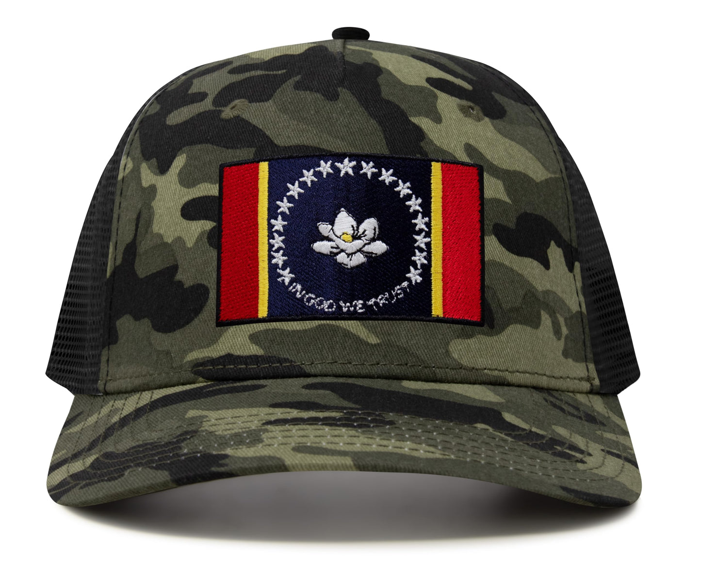International Tie Mississippi Flag Hat for Men and Women – Snapback Trucker Baseball Cap (Camouflage)