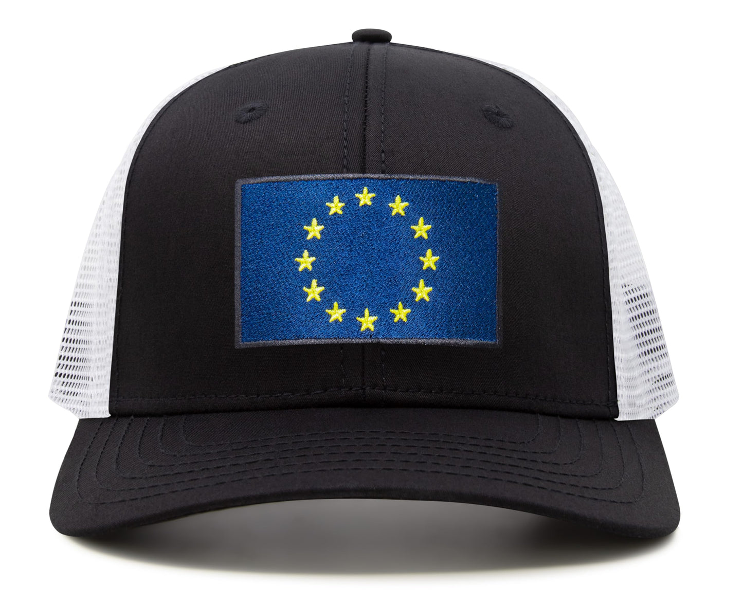 European Flag Hat for Men and Women - EU Trucker Snapback Baseball Cap by International Tie (Black White)