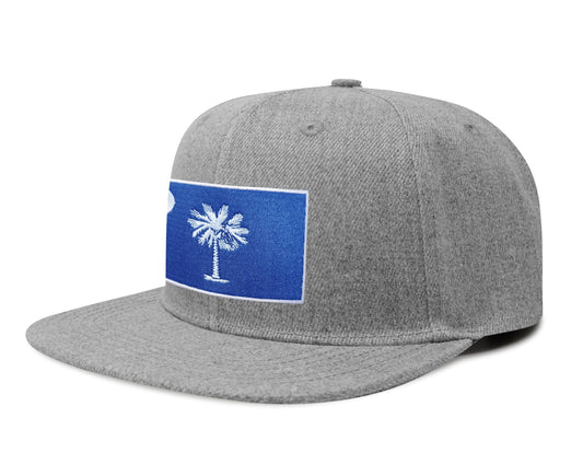 International Tie State Hat for Men and Women, Adjustable Snapback Trucker Baseball Cap with Embroidered Patch (South Carolina, Grey Flatbill) - International Tie