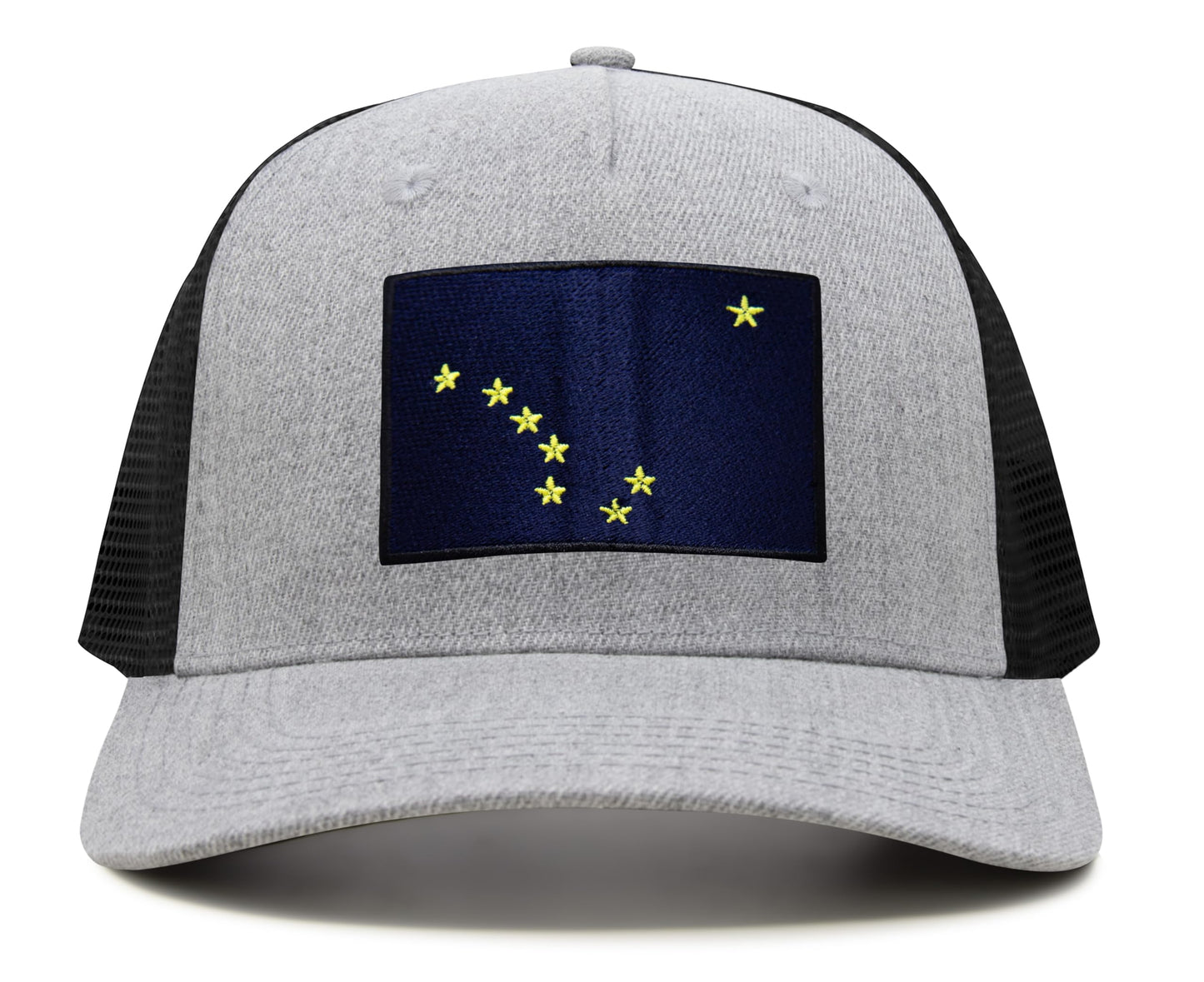 International Tie Premium Alaska Flag Hat for Men and Women - Snapback Trucker Baseball Cap (Grey Black)
