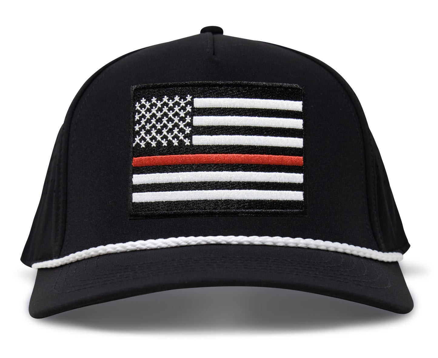 Midnight Black Thin Red Line Hat Front View