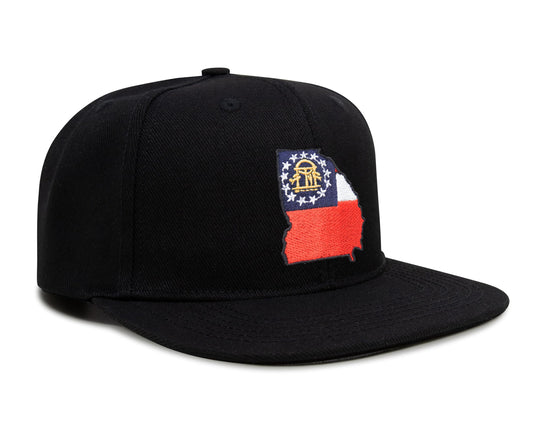International Tie Stateline Flag Hat for Men and Women - Snapback Trucker Baseball Cap (Georgia, Black Flatbill) - International Tie