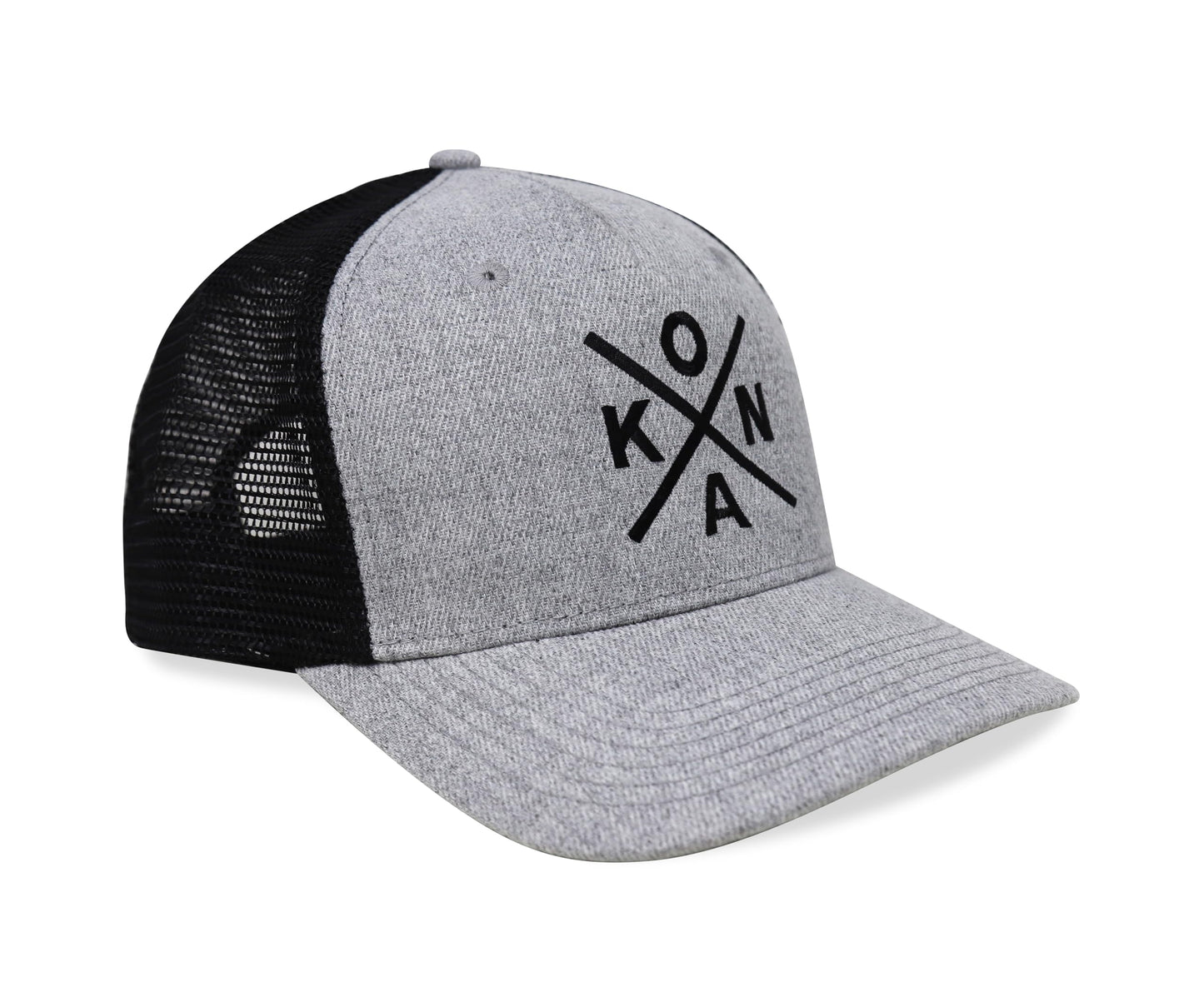 International Tie Kailua-Kona KONA Hat for Men and Women - Snapback Trucker Baseball Cap (Grey/Black)