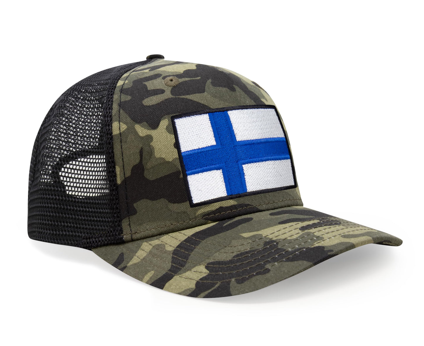 International Tie Finland Flag Hat for Men and Women - Adjustable Snapback Trucker Baseball Cap (Camouflage)