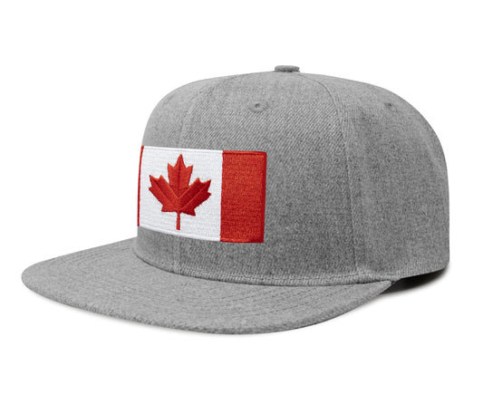 International Tie Canada Hat for Men and Women - Snapback Trucker Baseball Cap (Grey Flatbill)