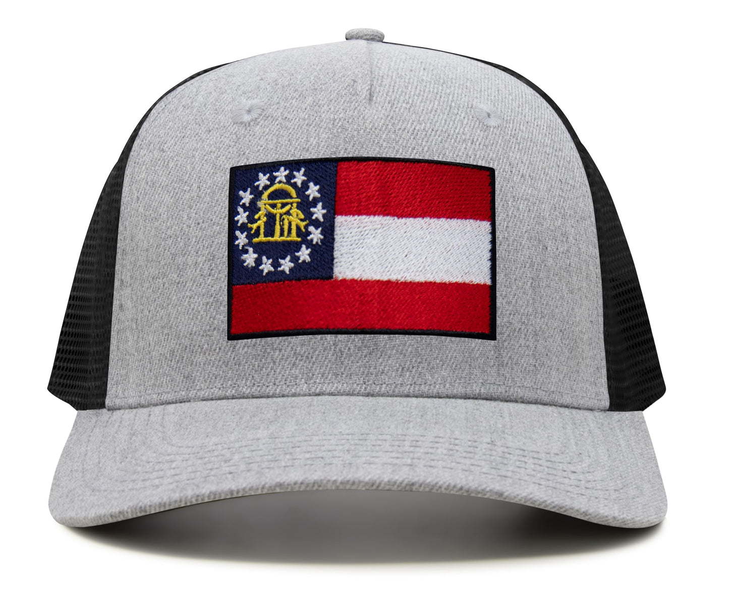 Georgia Flag Hat for Men and Women – Snapback Trucker Baseball Cap by International Tie (Grey Black)