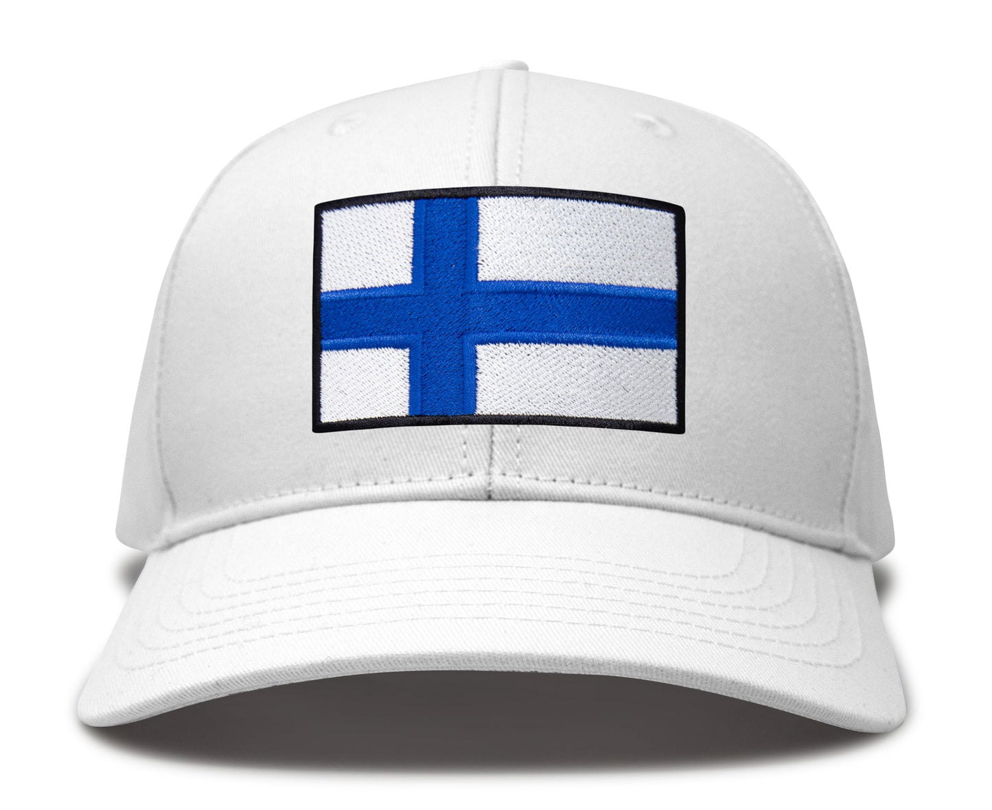 International Tie Finland Flag Hat for Men and Women - Adjustable Snapback Trucker Baseball Cap (All White)