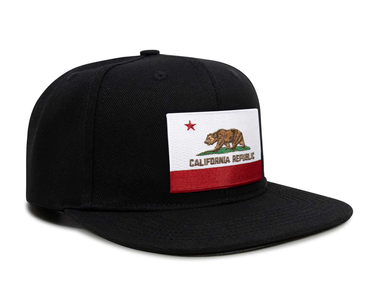 International Tie Premium California Flag Hat for Men and Women - Snapback Trucker Baseball Cap (Black Flatbill)