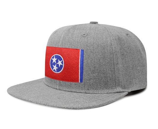 International Tie Premium Tennessee Flag Patch Hat for Men and Women - Snapback Trucker Baseball Cap (Grey Flatbill) - International Tie