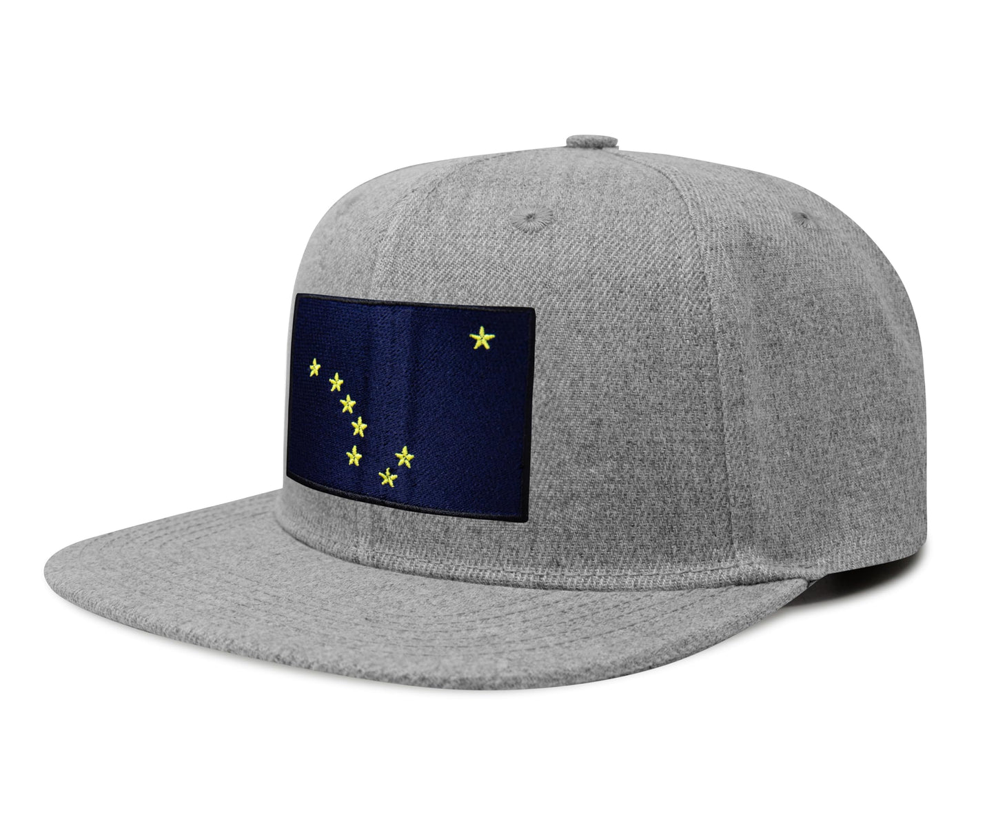International Tie Premium Alaska Flag Hat for Men and Women - Snapback Trucker Baseball Cap (Grey Flatbill)