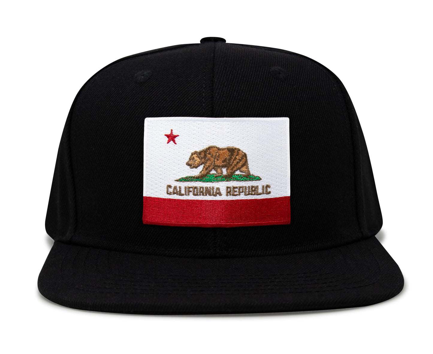 International Tie Premium California Flag Hat for Men and Women - Snapback Trucker Baseball Cap (Black Flatbill)