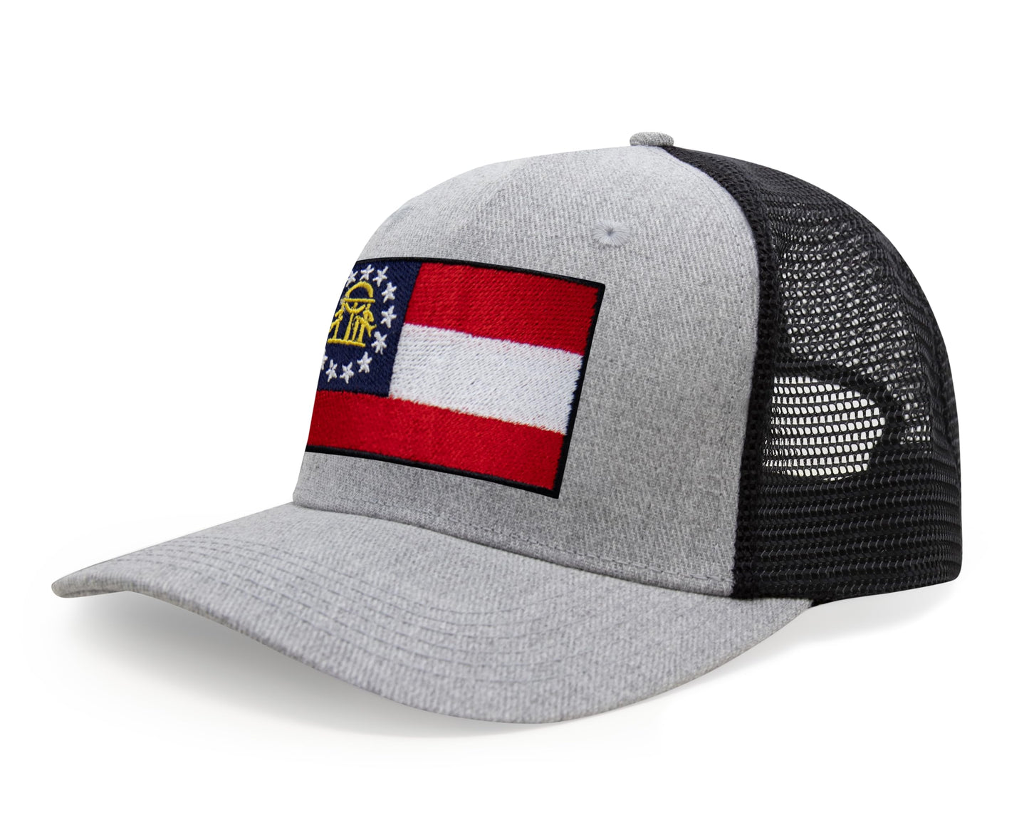 Georgia Flag Hat for Men and Women – Snapback Trucker Baseball Cap by International Tie (Grey Black)