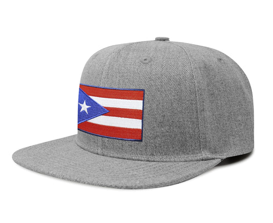 International Tie Puerto Rico Flag Hat for Men and Women – Snapback Trucker Baseball Cap (Grey Flatbill)
