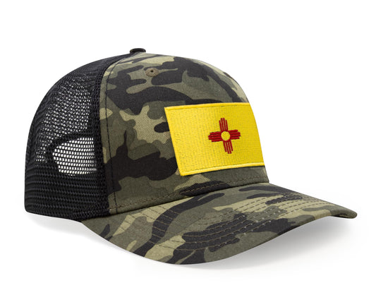 International Tie State Hat for Men and Women, Adjustable Snapback Trucker Baseball Cap with Embroidered Patch (New Mexico, Camouflage) - International Tie