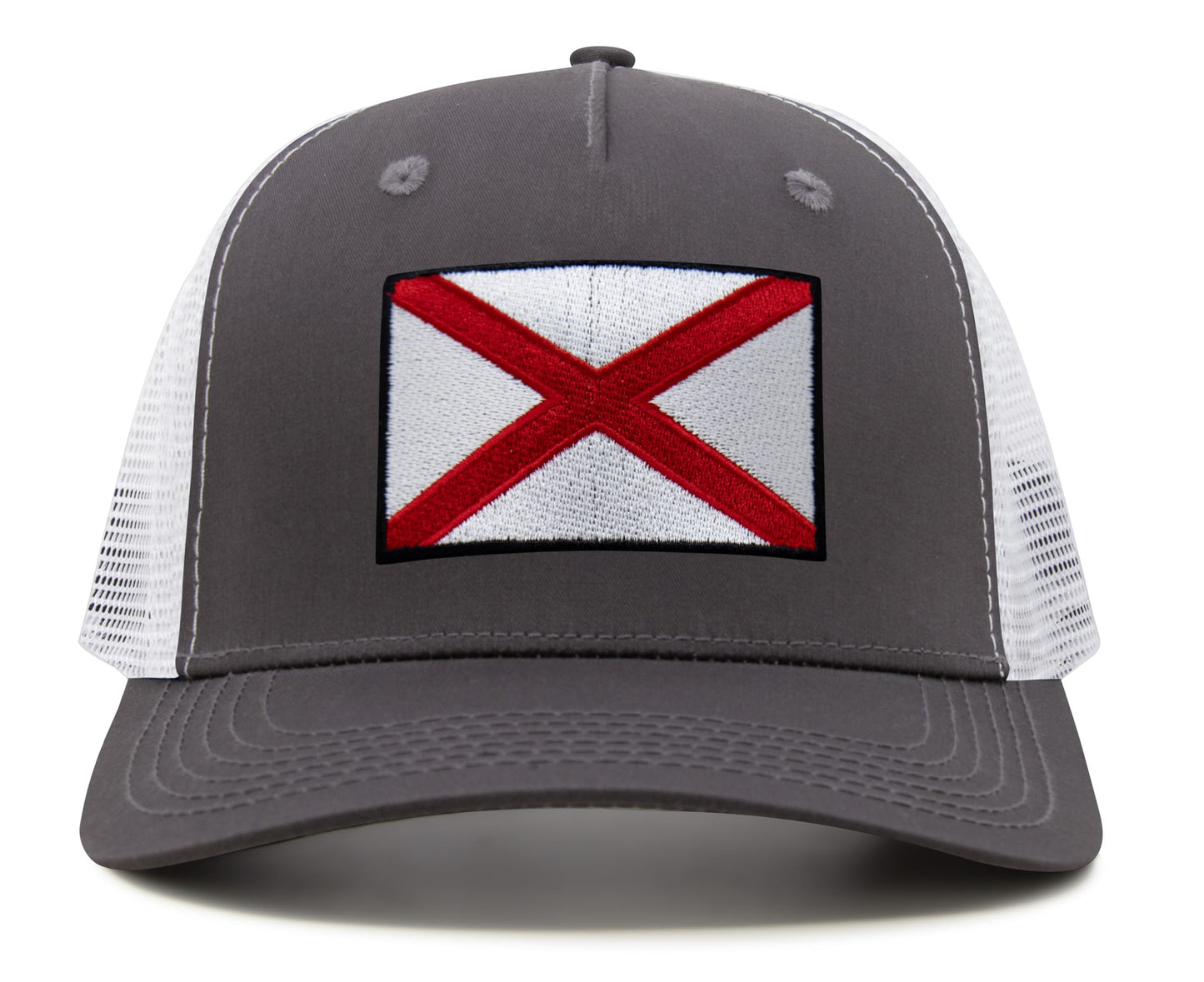 Alabama Flag Hat for Men and Women – Snapback Trucker Baseball Cap by International Tie (Grey White)