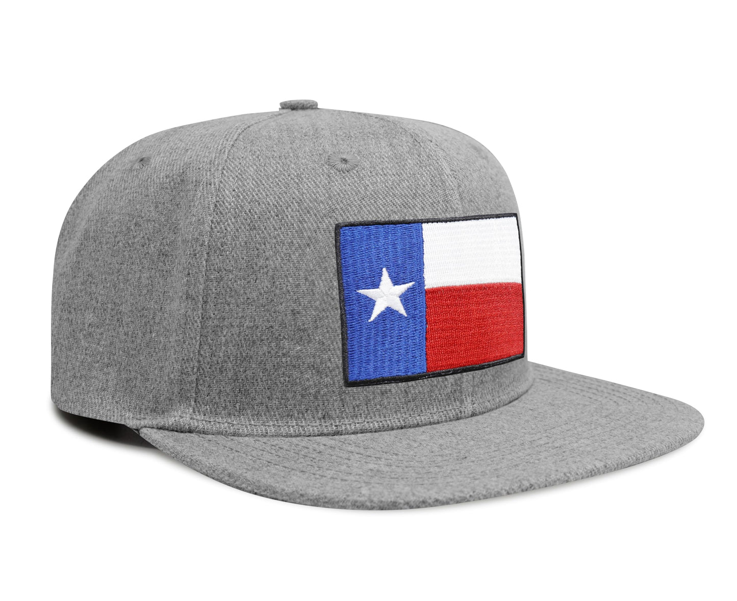 International Tie Texas Flag Hat for Men and Women - Snapback Trucker Baseball Cap (Grey Flatbill)