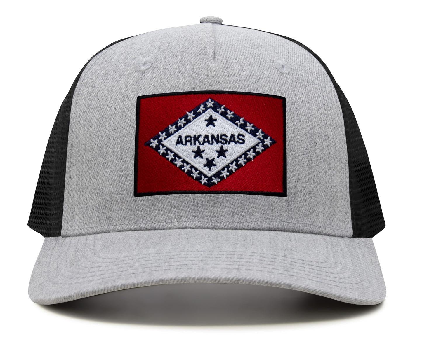 Arkansas Flag Hat for Men and Women – Snapback Trucker Baseball Cap by International Tie (Grey Black)