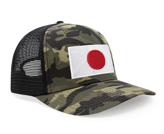 International Tie Country Hat for Men and Women, Adjustable Snapback Trucker Baseball Cap with Embroidered Patch (Japan, Camouflage) - International Tie