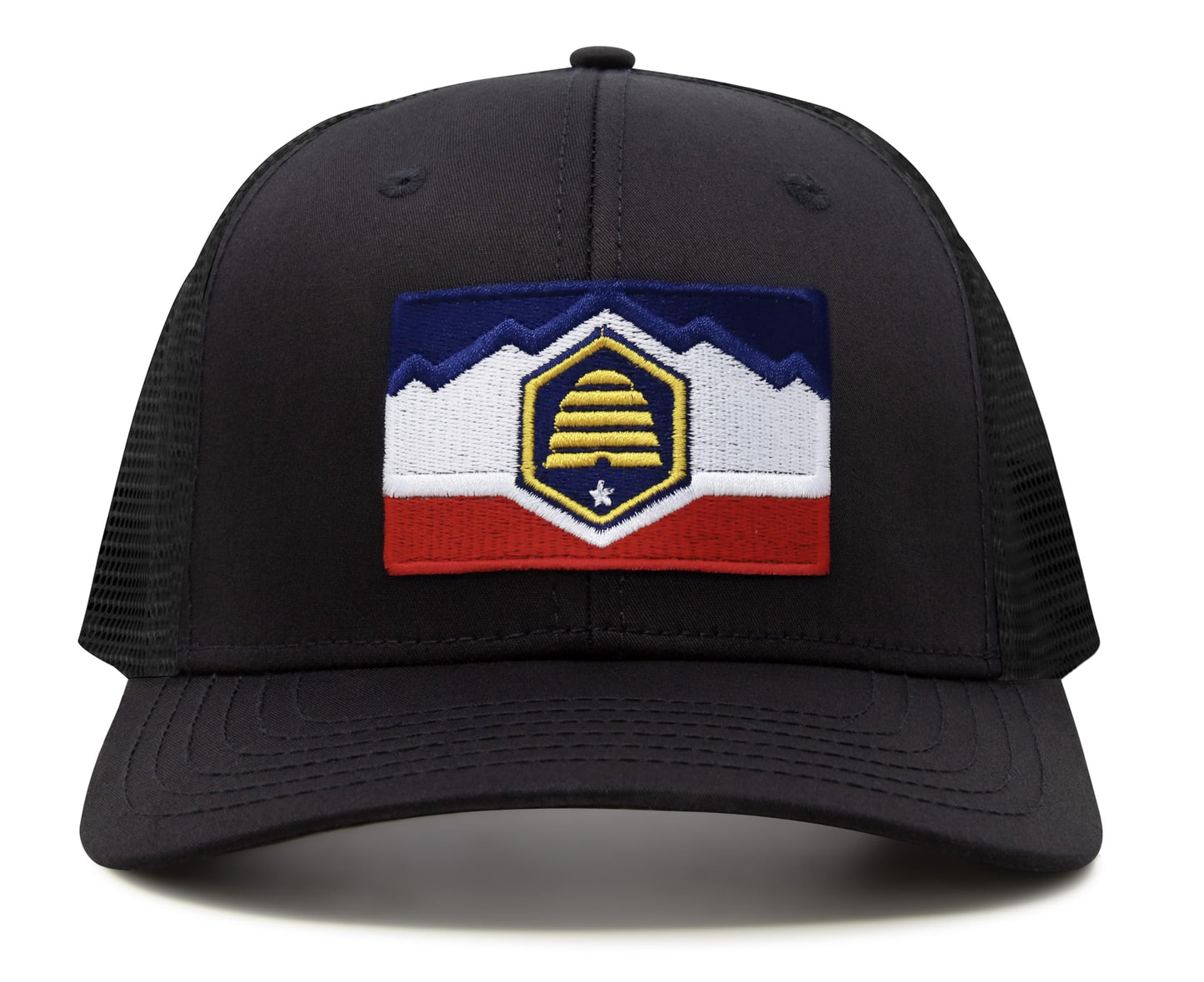 International Tie Premium Utah Flag Hat for Men and Women - Snapback Trucker Baseball Cap (All Black)