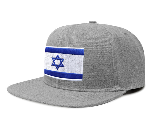 International Tie Premium Israel Flag Hat for Men and Women - Snapback Trucker Baseball Cap (Grey Flatbill) - International Tie