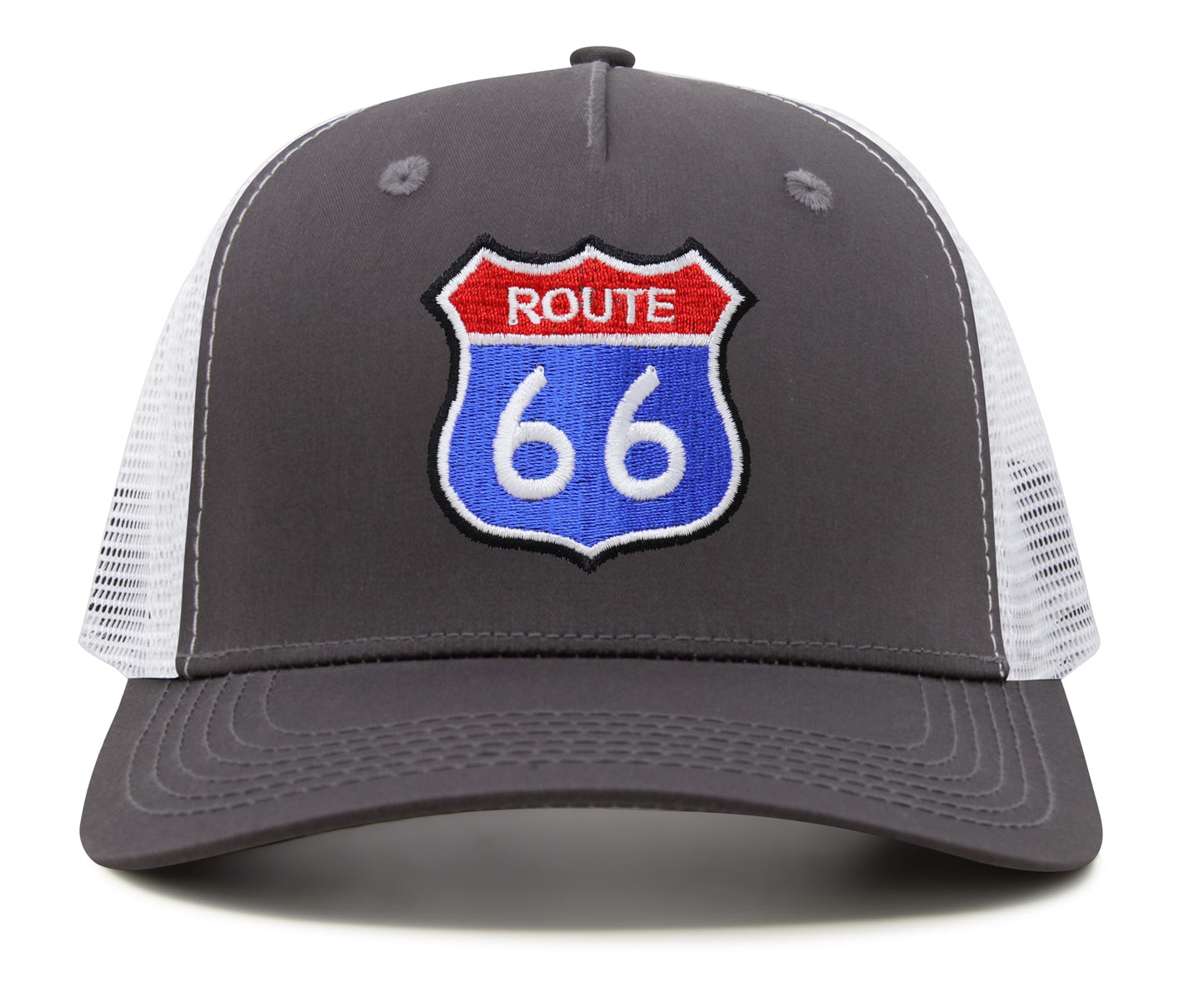 International Tie Premium Route 66 Hat for Men and Women – Mother Road Snapback Trucker Baseball Cap (Grey/White)