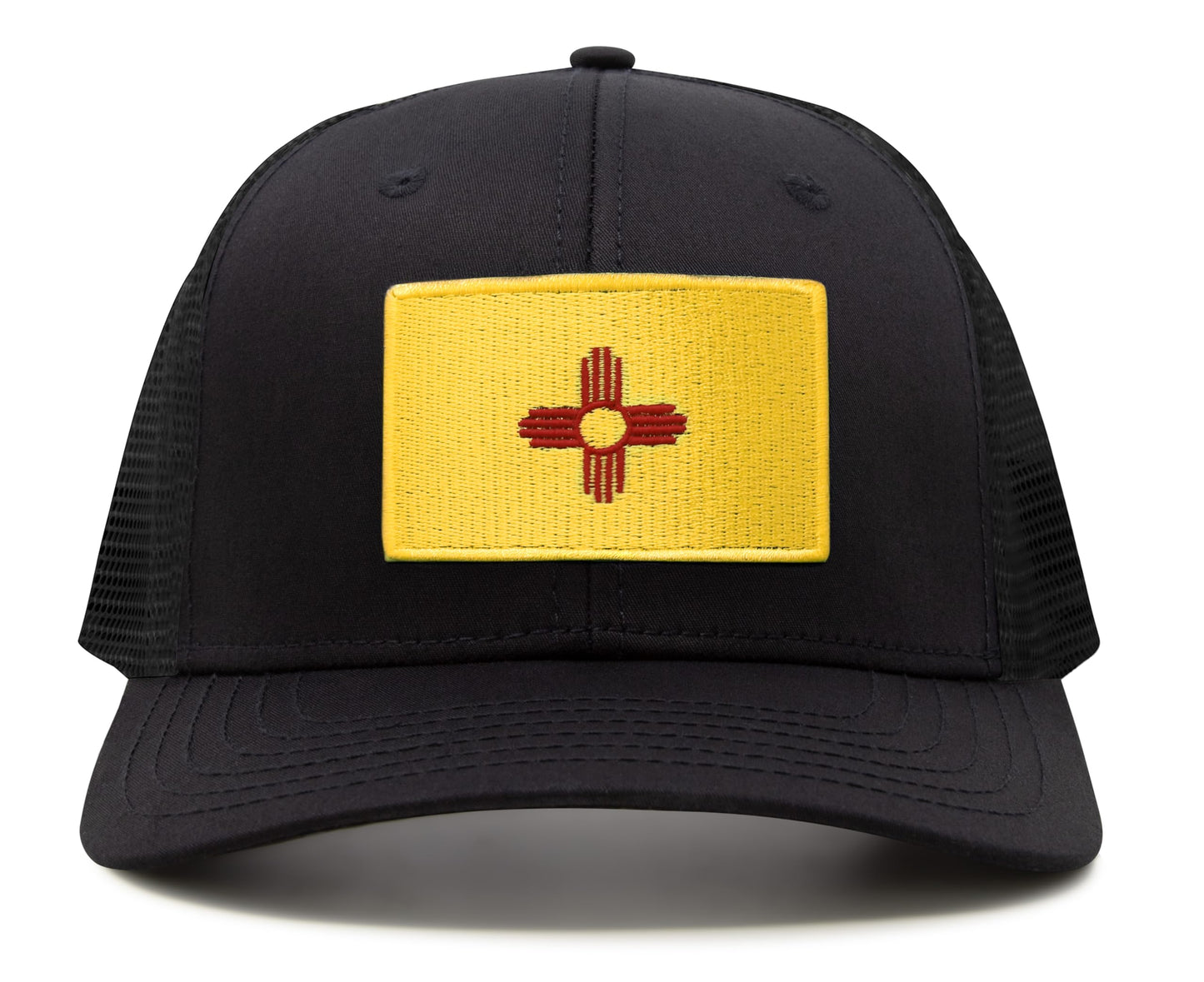 International Tie Premium New Mexico State Flag Hat for Men and Women - Snapback Trucker Baseball Cap (All Black)