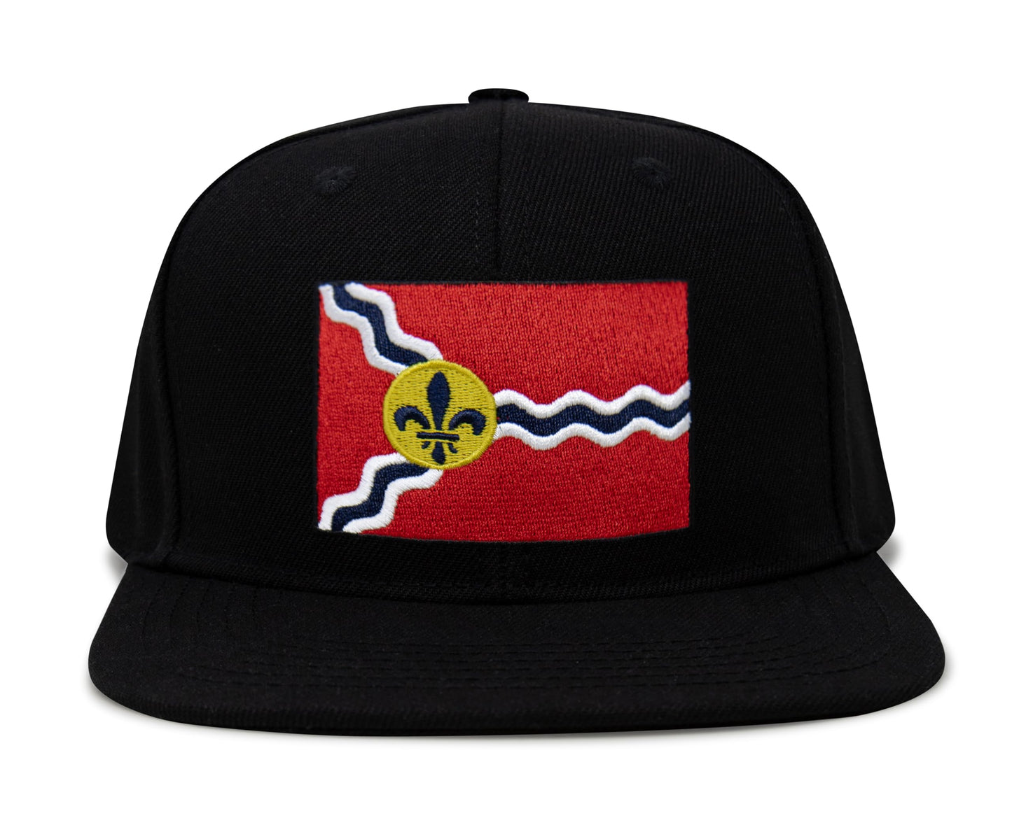 International Tie Premium St. Louis Flag Hat for Men and Women - Snapback Trucker Baseball Cap (Black Flatbill)