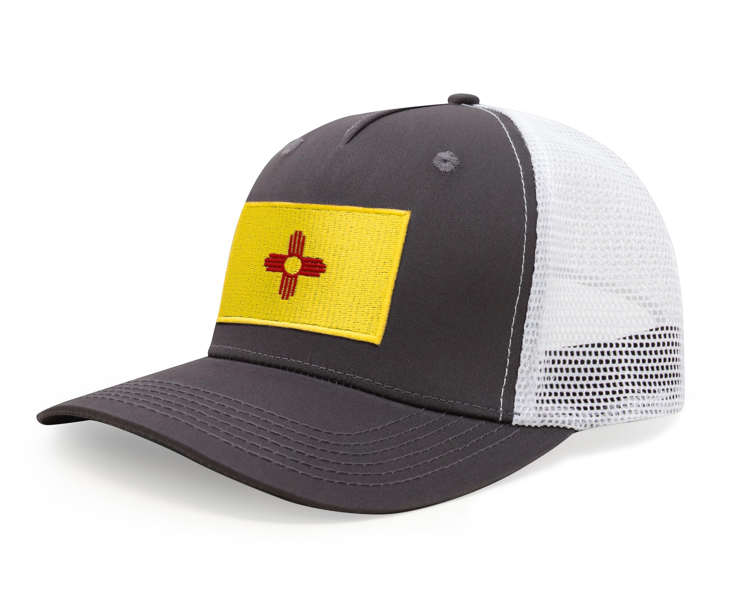 International Tie Premium New Mexico State Flag Hat for Men and Women - Snapback Trucker Baseball Cap (Grey White)
