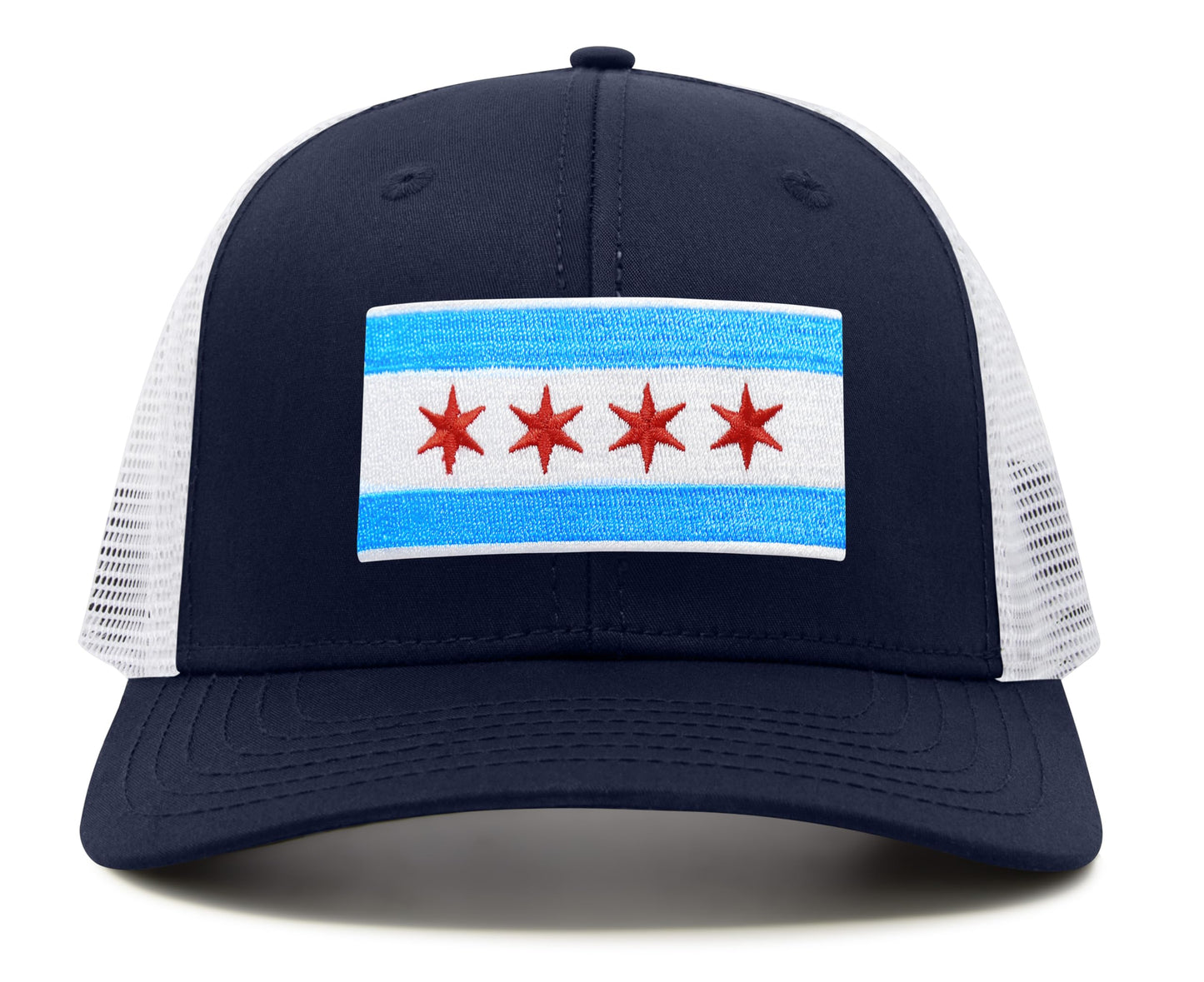 Chicago Flag Hat for Men and Women – Snapback Trucker Baseball Cap by International Tie (Navy White)
