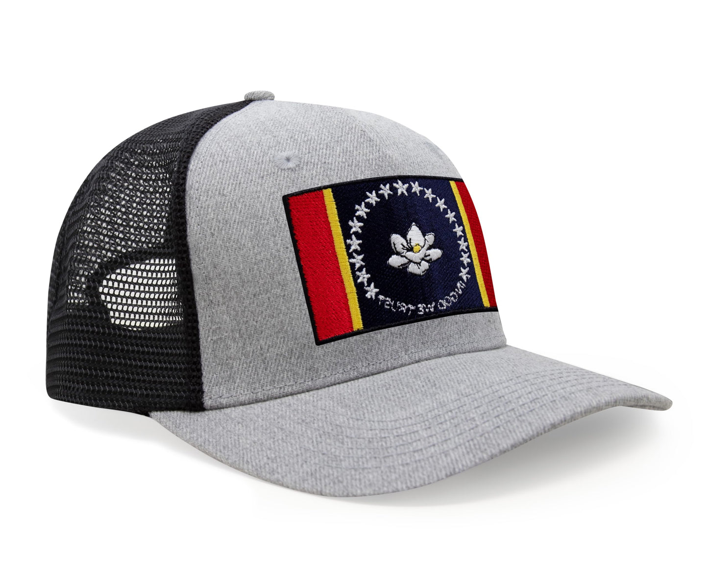 International Tie Mississippi Flag Hat for Men and Women – Snapback Trucker Baseball Cap (Grey Black)