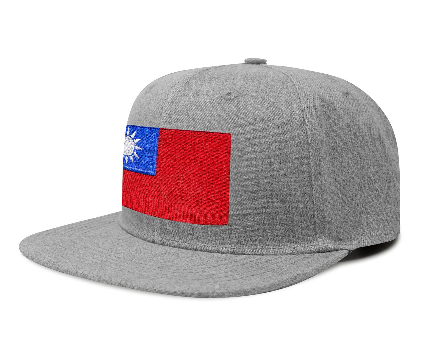 International Tie Taiwan Hat for Men and Women - Snapback Trucker Baseball Cap (Grey Flatbill)