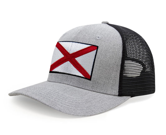 Alabama Flag Hat for Men and Women – Snapback Trucker Baseball Cap by International Tie (Grey Black)