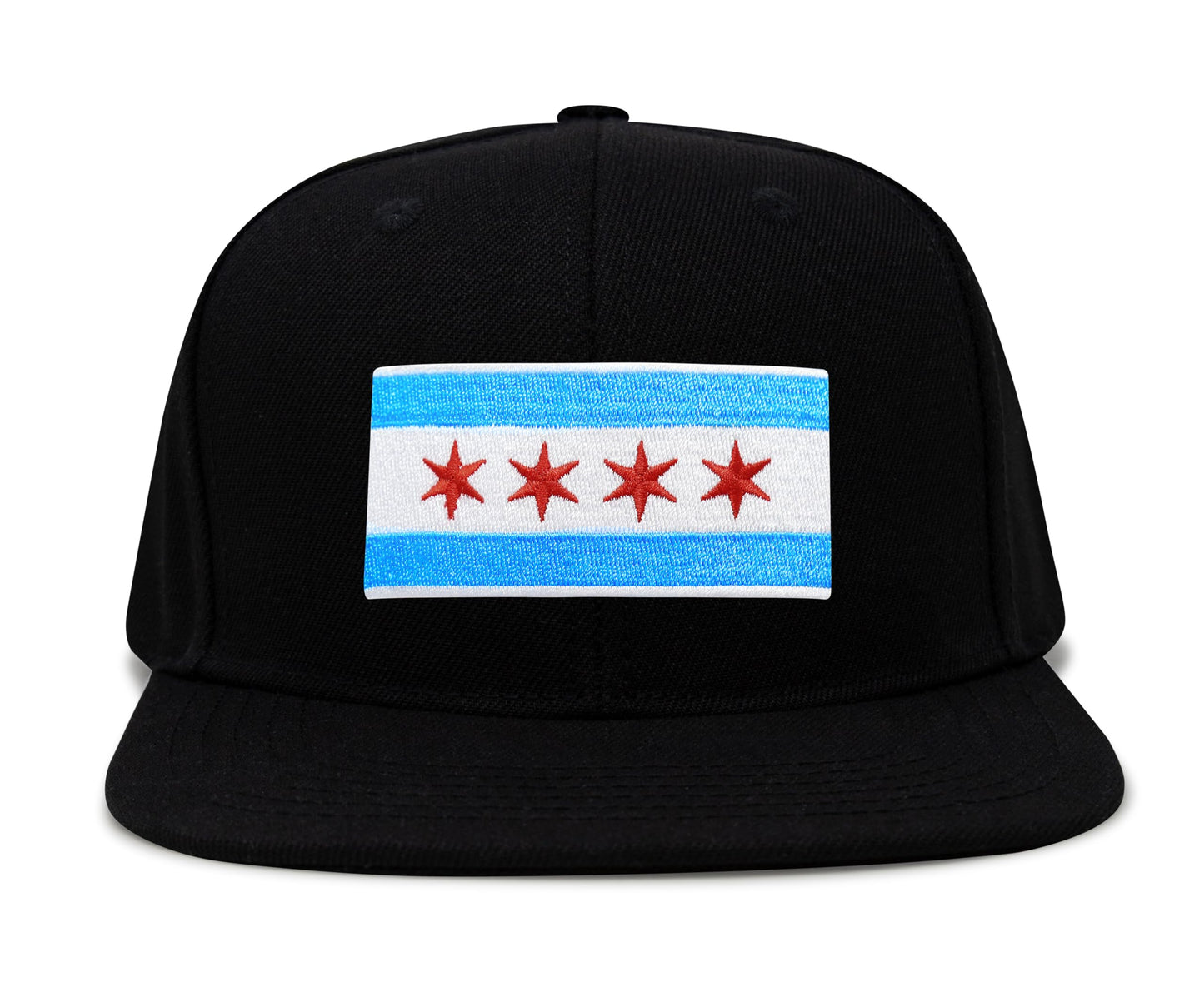 Chicago Flag Hat for Men and Women – Snapback Trucker Baseball Cap by International Tie (Black Flatbill)