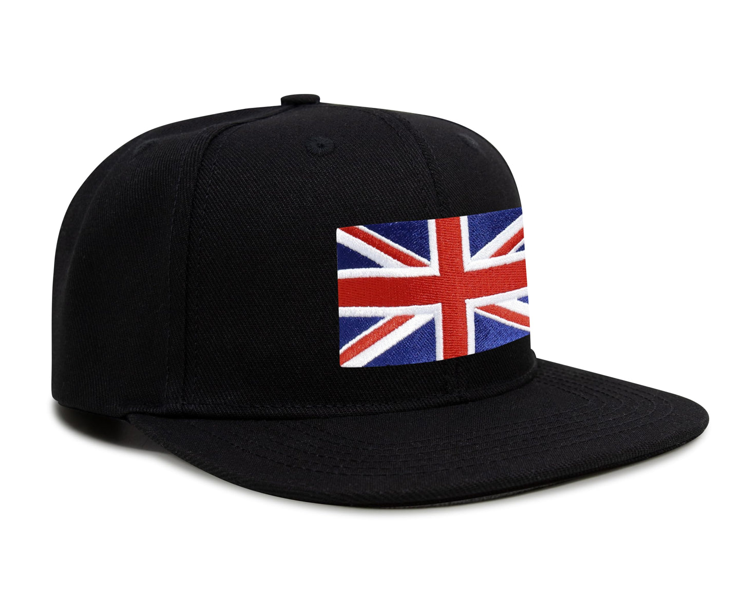 International Tie Union Jack British Flag Hat for Men and Women - United Kingdom UK Britain England London State Flag Trucker Baseball Snapback Cap (Black Flatbill)