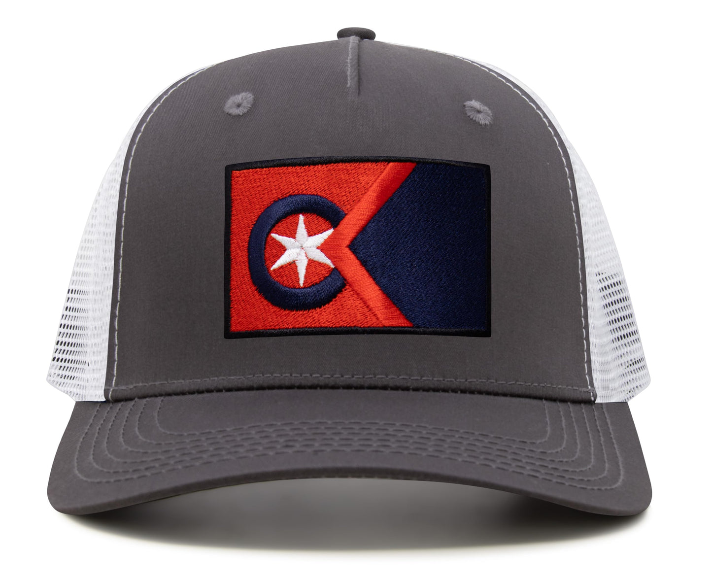 International Tie Cleveland Flag Hat for Men and Women - Adjustable Snapback Trucker Baseball Cap (Grey White)