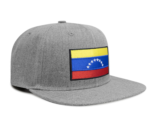 International Tie Country Hat for Men and Women, Adjustable Snapback Trucker Baseball Cap with Embroidered Patch (Venezuela, Grey Flatbill) - International Tie