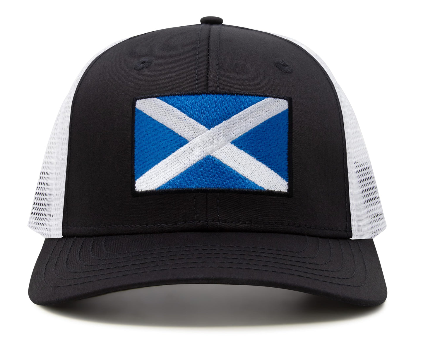 Scottish Flag Hat for Men and Women – Snapback Trucker Baseball Cap by International Tie (Black/White)