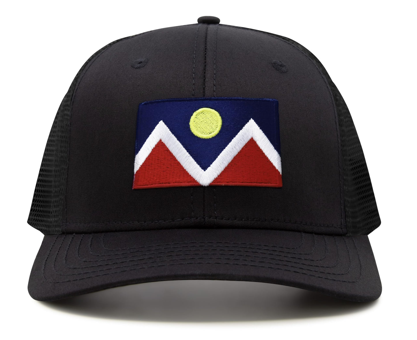 Premium Denver Colorado Flag Hat for Men and Women - Snapback Trucker Baseball Cap (All Black)
