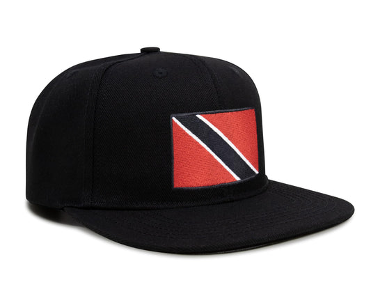 International Tie Country Hat for Men and Women, Adjustable Snapback Trucker Baseball Cap with Embroidered Patch (Trinidad and Tobago, Black Flatbill) - International Tie