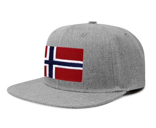 International Tie Country Hat for Men and Women, Adjustable Snapback Trucker Baseball Cap with Embroidered Patch (Norway, Grey Flatbill) - International Tie