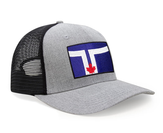 International Tie City Hat for Men and Women, Adjustable Snapback Trucker Baseball Cap with Embroidered Patch (Toronto, Grey Black) - International Tie