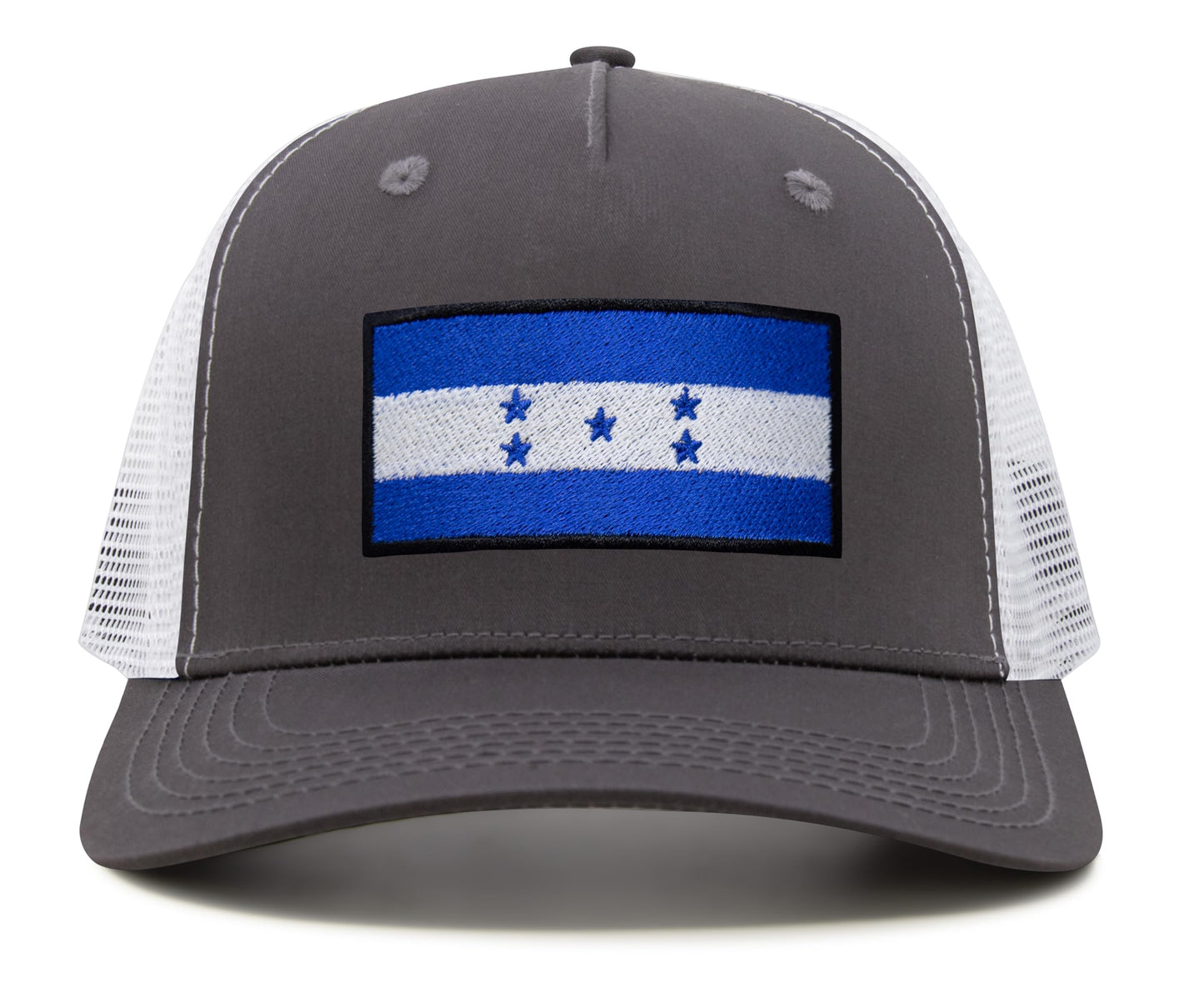 International Tie Honduras Flag Hat for Men and Women - Adjustable Snapback Trucker Baseball Cap (Grey White)